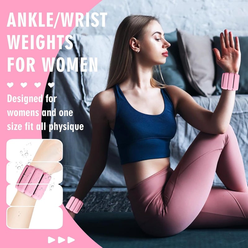 Gallia Wrist Weights, 2Pack Adjustable Wearable Wrist Ankle Weights for Women/Men, Silicone Wrist Bangles for Walking, Yoga, Pilates, and Gym, Arm & Leg Workout, 2lb - Image 5